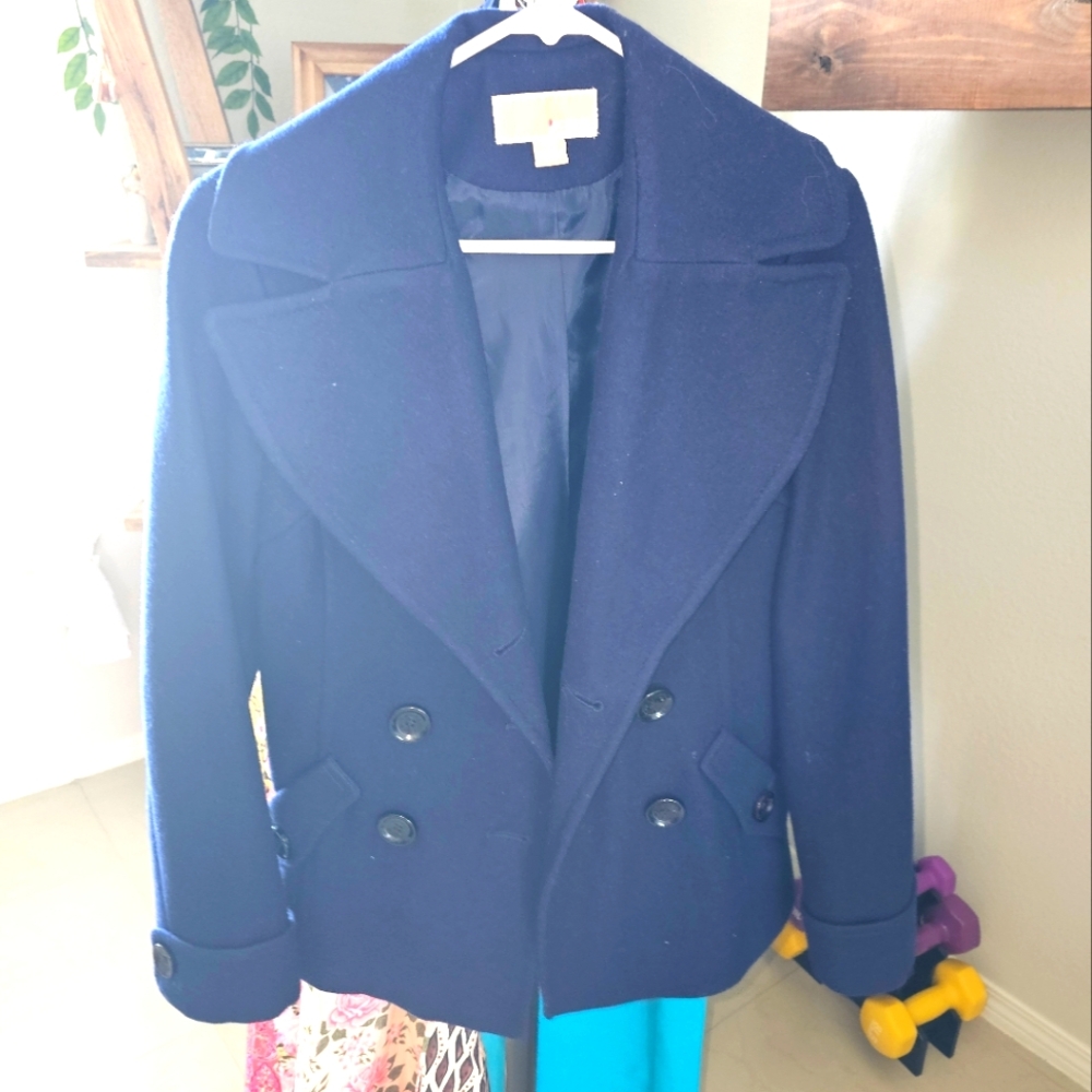 MICHAEL MICHAEL KORS PEA COAT JACKET SZ SMALL NAVY BLUE - Picture 1 of 6